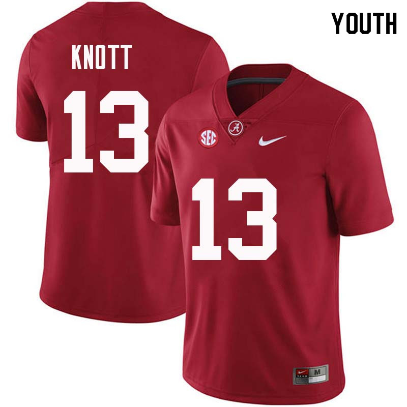 Youth #13 Nigel Knott Alabama Crimson Tide College Football Jerseys Sale-Crimson